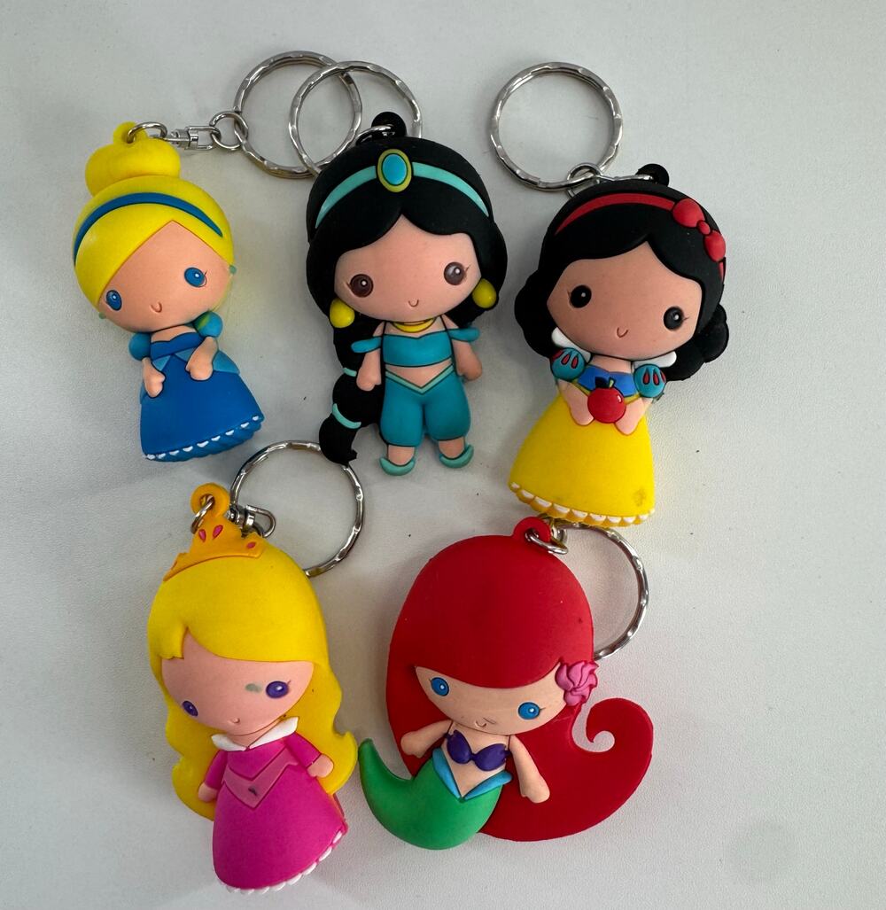 (Lot Of 5) Disney 3D Figural Keychains-Princesses